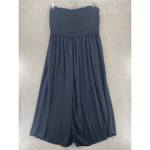 Torrid Jumpsuit Women 3 US 3X Black Smocked Tube Strapless Ruffle Wide Leg Gauzy